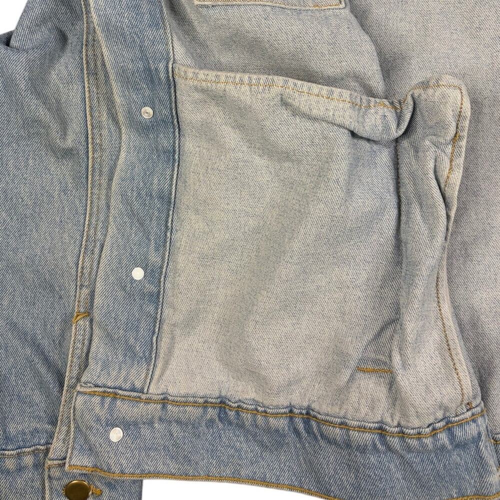 American Apparel Vintage Denim Jacket Large Blue Jean Trucker Jacket Unisex Y2K - Picture 3 of 10